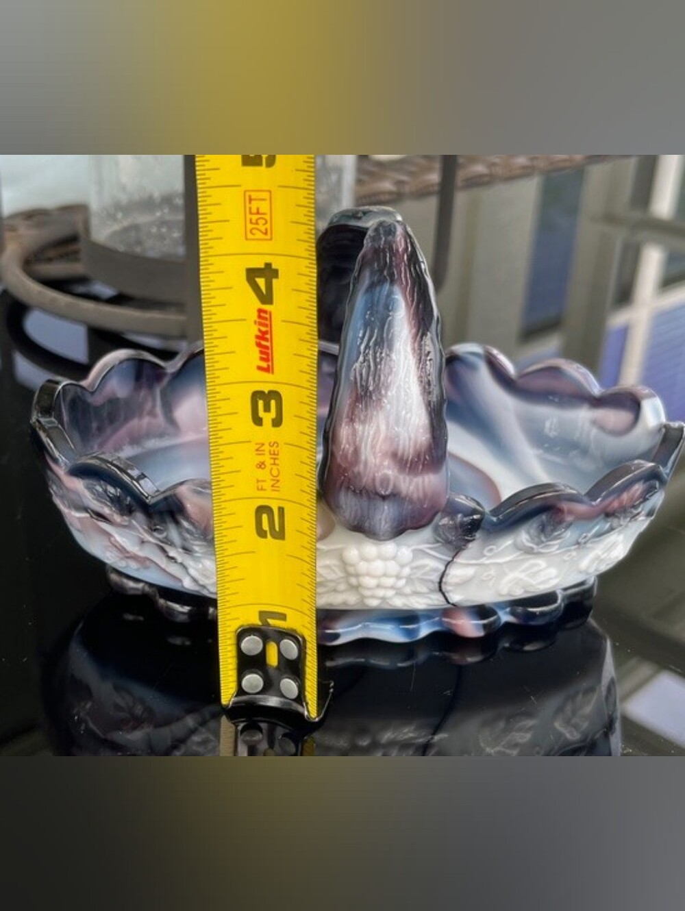Westmoreland‎ Purple & White Slag Glass Handled Basket Dish Stunning Vintage! - Picture 11 of 12